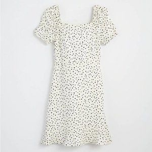 Loft Dotted Tie Back Flare Dress